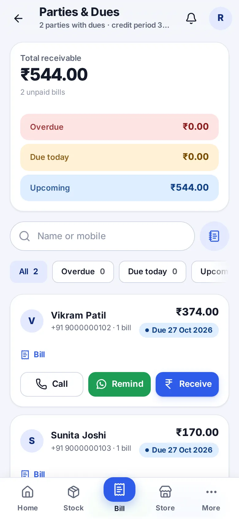Dues and payments